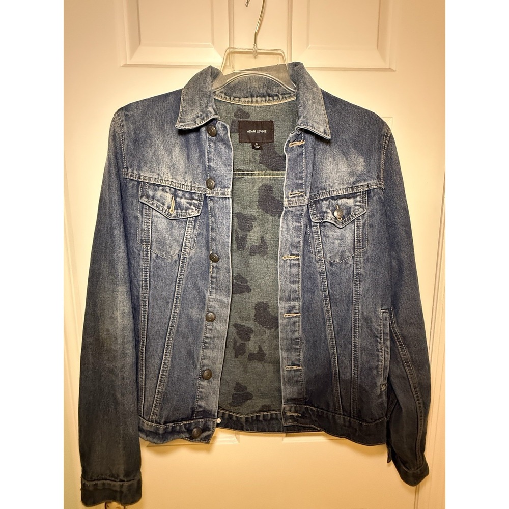 ADAM LEVINE No.222 Denim Jacket Mens Blue Dark Wash Jean Trucker 1979 size SMALL